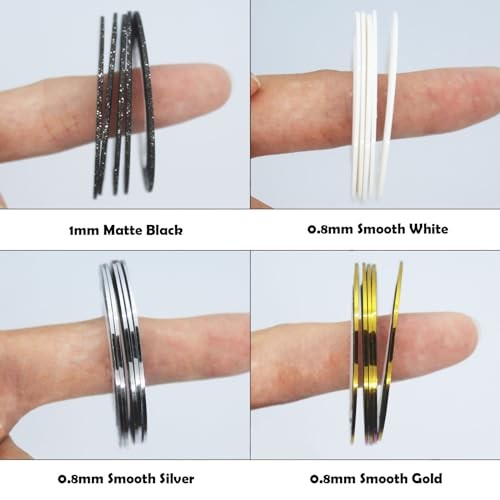 20 Pcs Nail Art Striping Tape Line Glitter Gold Silver Gold&silver&black&white