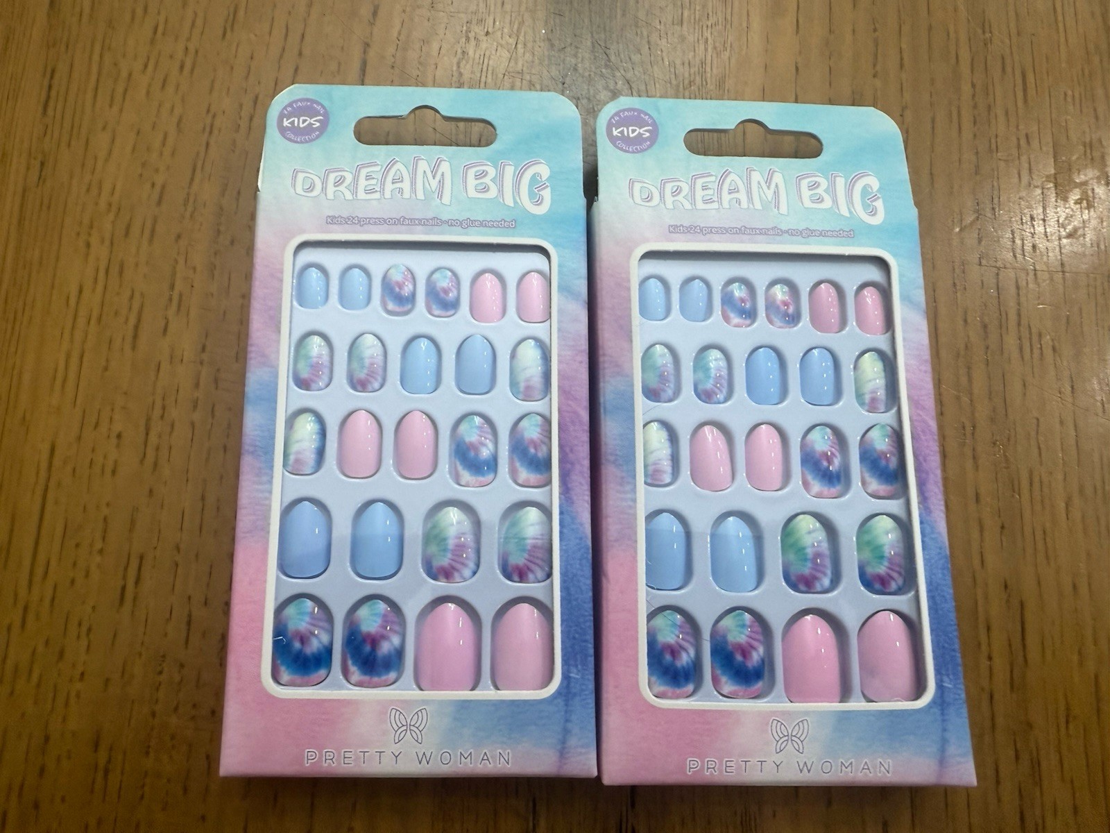 Pretty Woman Kids Press On Nails Short Length Tie Dye- 2 Sets Of Kids 24 💅