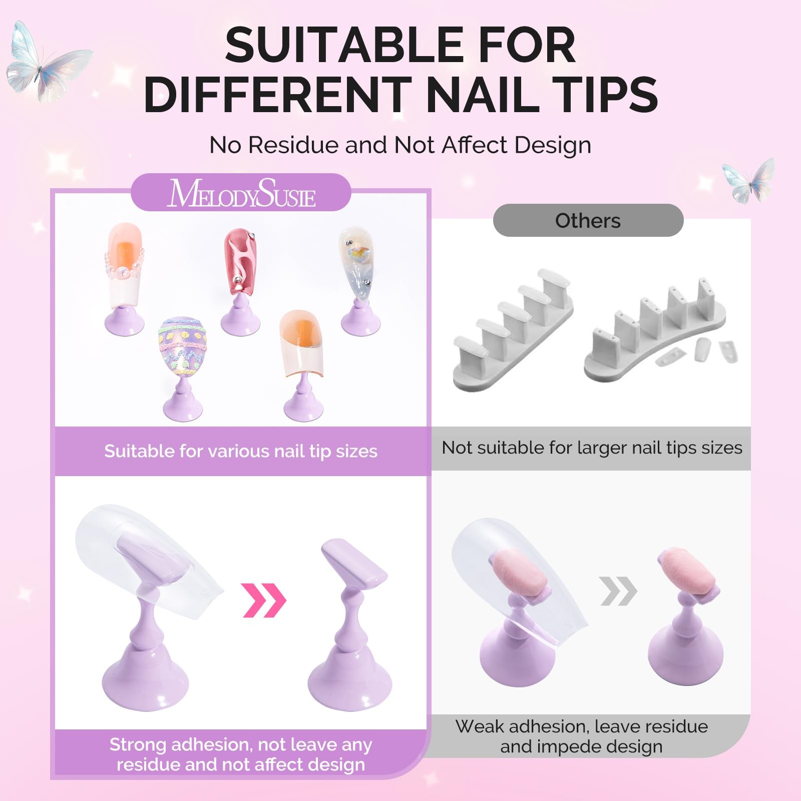 MelodySusie Nail Stand Silver Butterfly Base