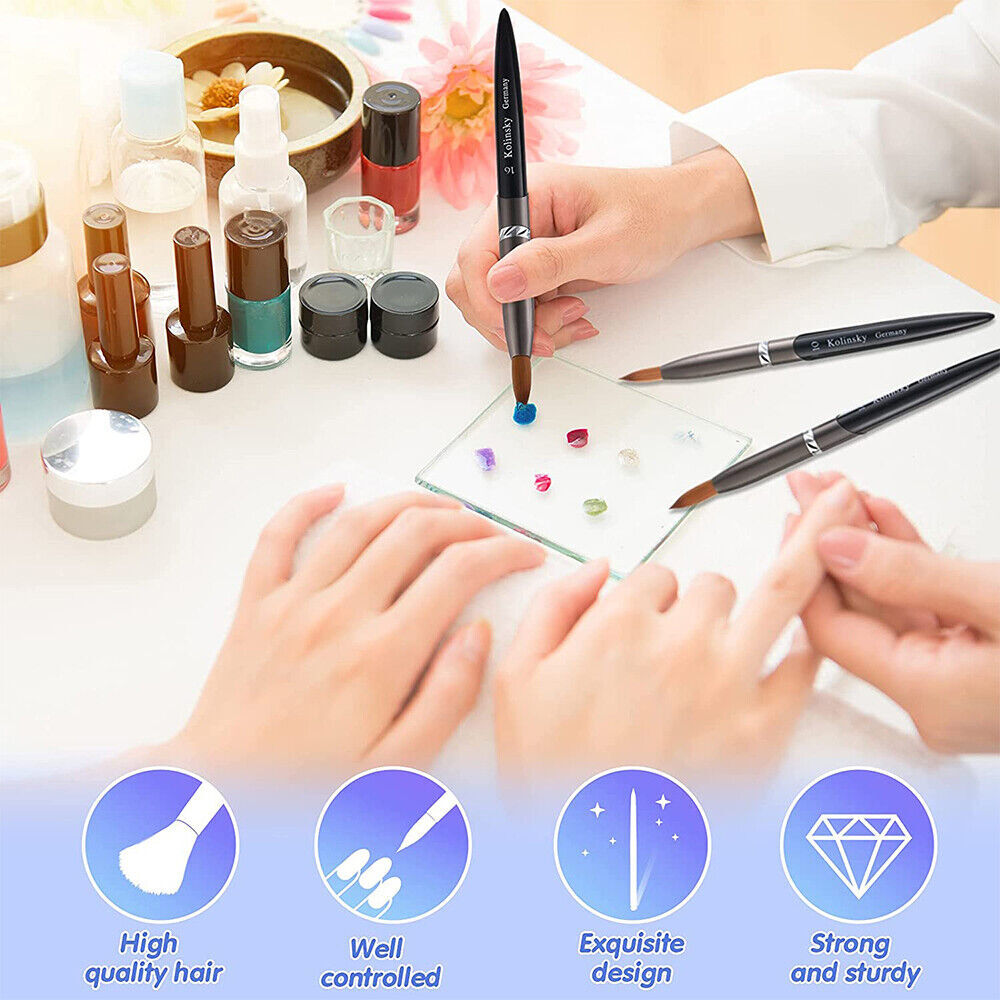 Professional Acrylic Kolinsky Nail Brushes Sizes 16/20# Nail Art Brush