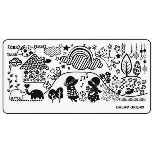 Dream Girl 9 Stamping Nail Art Image Plate Design Rectangle XL Stencil metal
