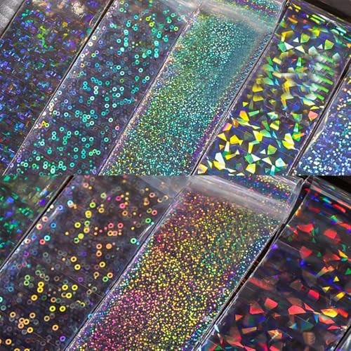 10 Rolls Aurora Nail Foil Transparent Laser Nail Transfer Foils Aurora-12