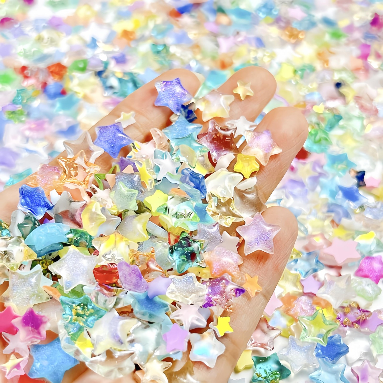 Tephrent Pink Resin Star Nail Rhinestones 250Pcs