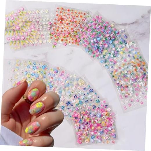 SPLOCUDU Colorful Cute Daisy, Floral, Heart, Flower Nail Art Stickers Decals,