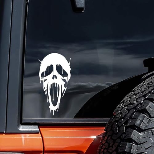 2pcs Ghost Horror Stickers, 3.74″x7.09″, Suitable for Car Windows, White