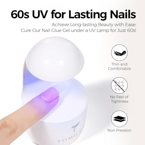 TOMICCA 4-in-1 Solid Gel Nail Glue, Strong Hold Clear Adhesive for Press On