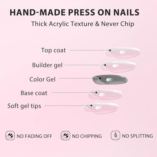 Pastel Light Pink Press on Nails Short Oval, Glossy Soft Gel Fake oval pink