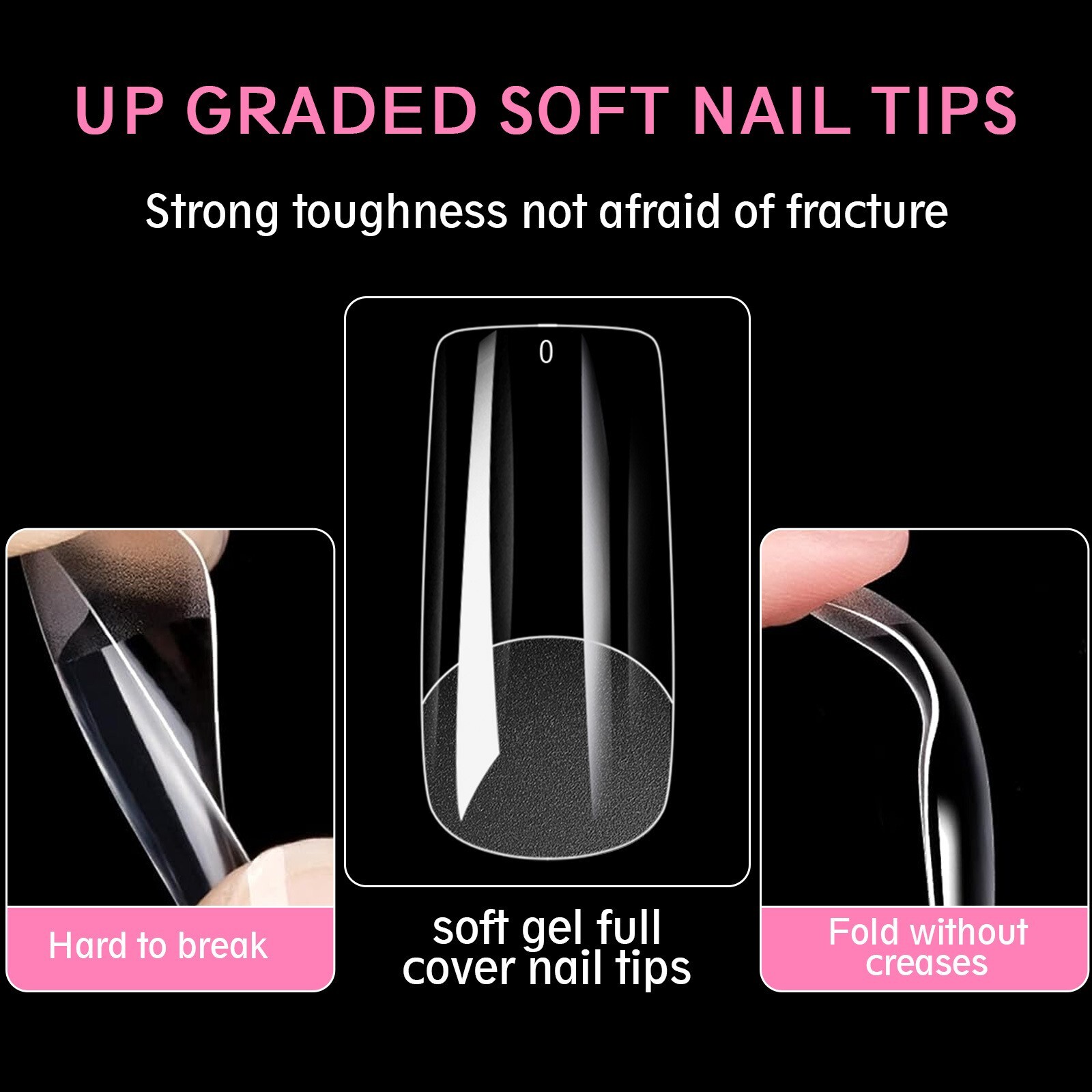 Various Style Soft Gel Tips Clear False Nails French Full Half Cover 550/440/330