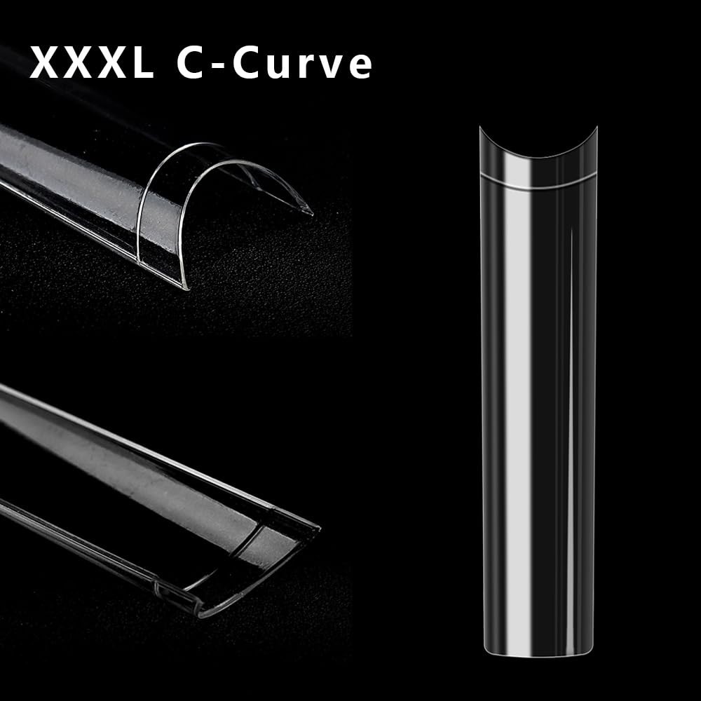 240pcs Half Cover Clear Acrylic False Nails – Customizable C Curve French Tips