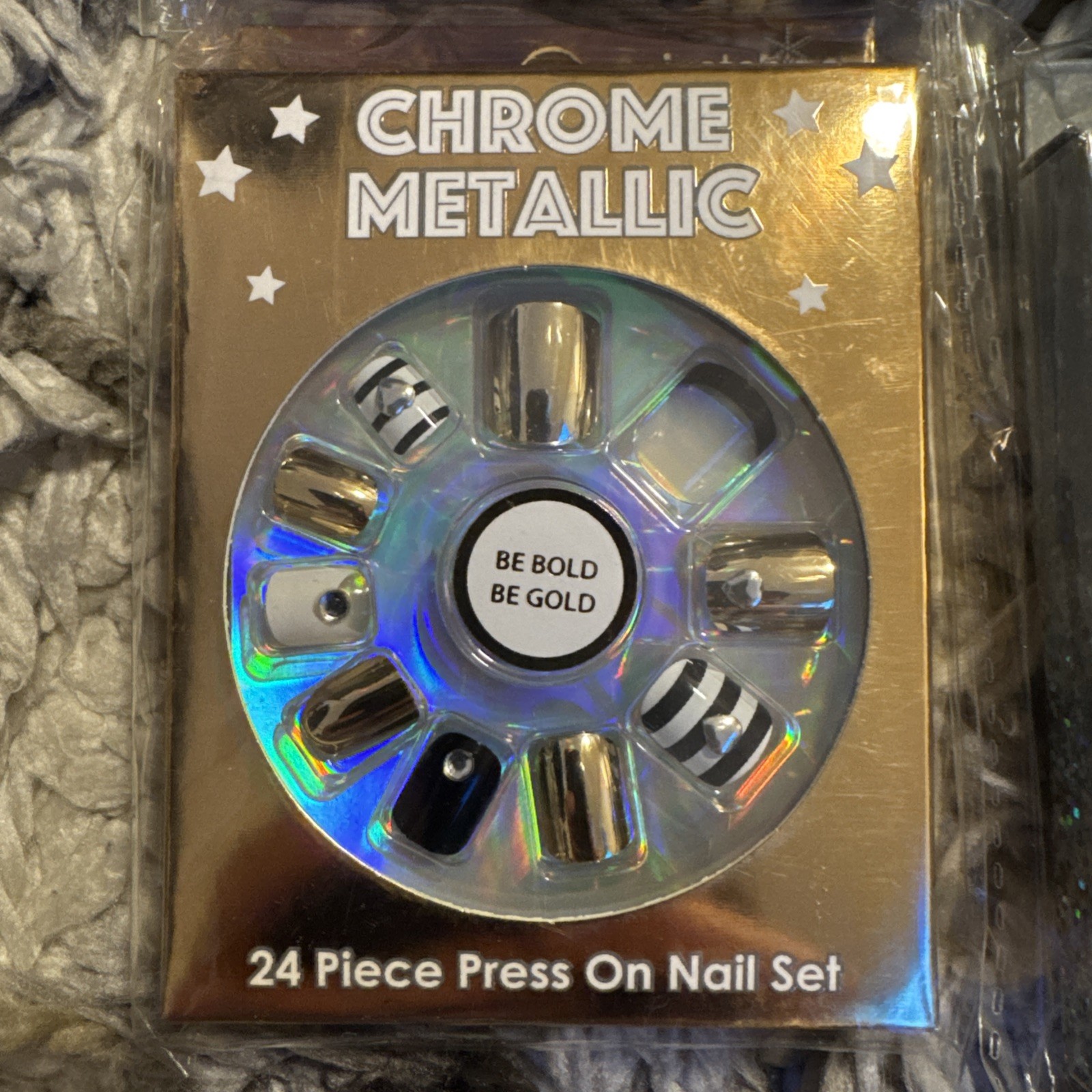 (6x) Justice 24pc Press On Nail Set Lot Rainbow Sparkle Metallic Girls New NIB