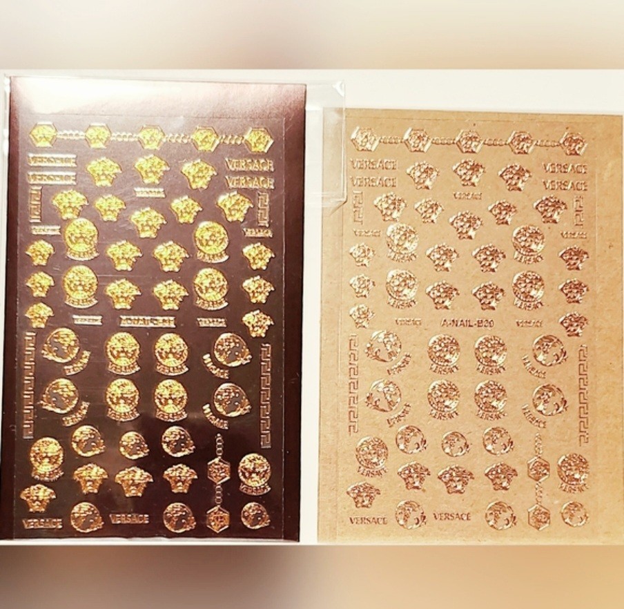 NWT NAIL ART DESIGN SELF-SEAL STICKERS SOLID METALLIC GOLD N°129!