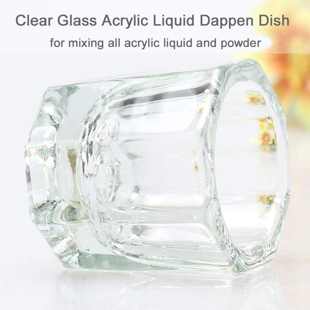 2 Pack Dappen Dish Cups for Nail Art Acrylic Liquid – Clear Glass Nail Monomer L