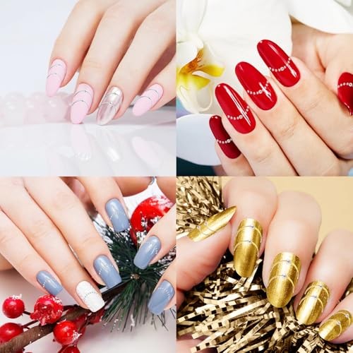 4 Pcs French Line Nail Art Stickers,Manicure Kit,Nail Art Decals,5D Embossed