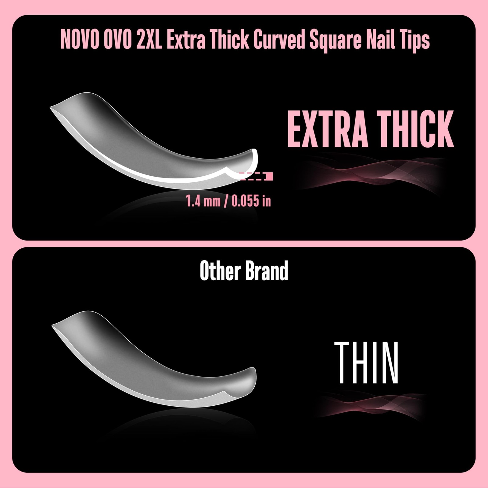 NOVO OVO Halloween XXL Curved Nail Tips Press 2X-Large, Queen Square Pro 300