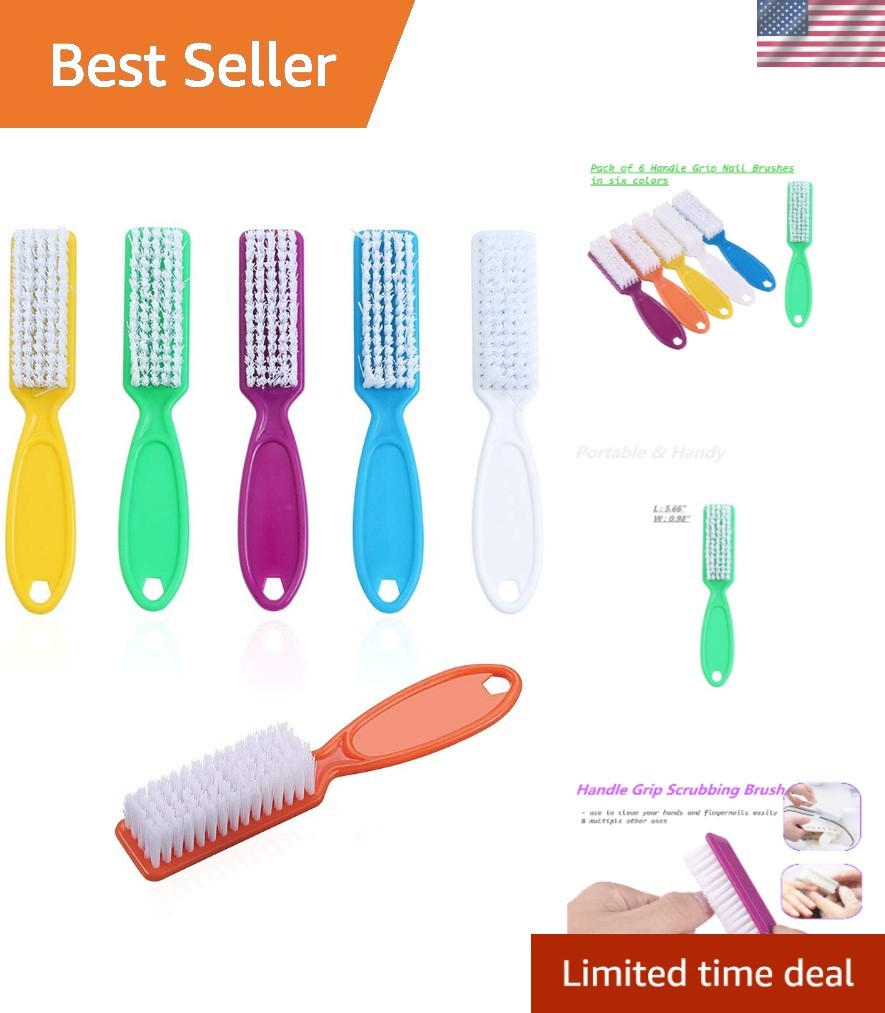 Portable 6-Pack Nail Cleaning Brushes with Easy Grip – Your Nail Care Essential