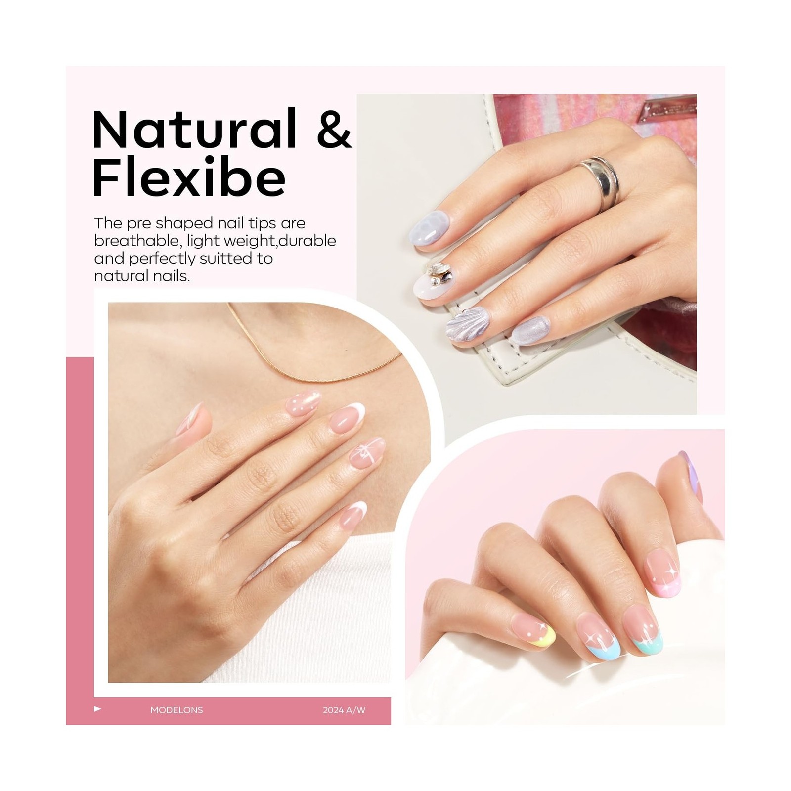 modelones X Nail Gel Kit Extra Short Oval Round, 510Pcs Fake Nails 15Sizes, 9…