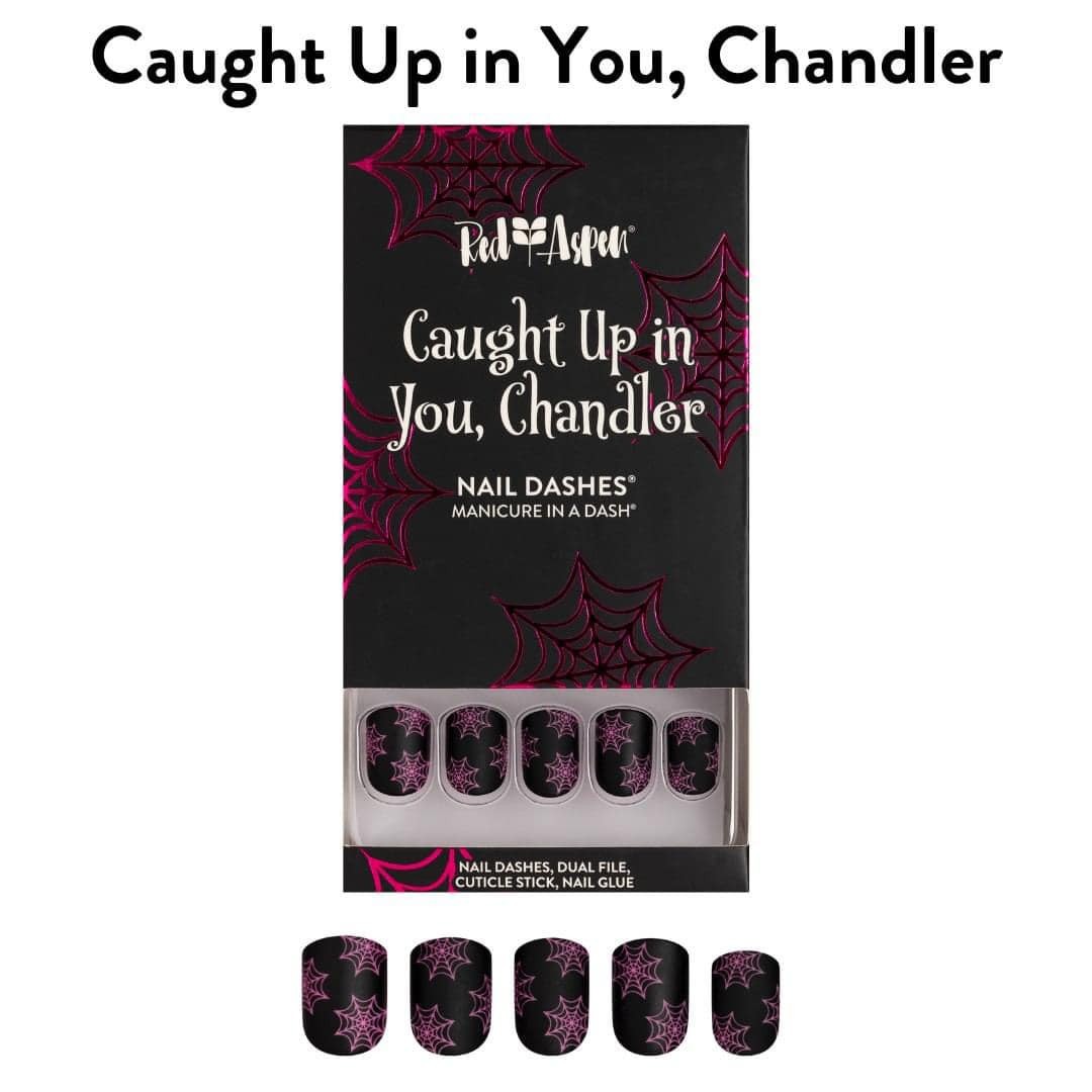 Red Aspen Press On Nails-Caught Up in You, Chandler-Halloween-Black-Pink-Matte