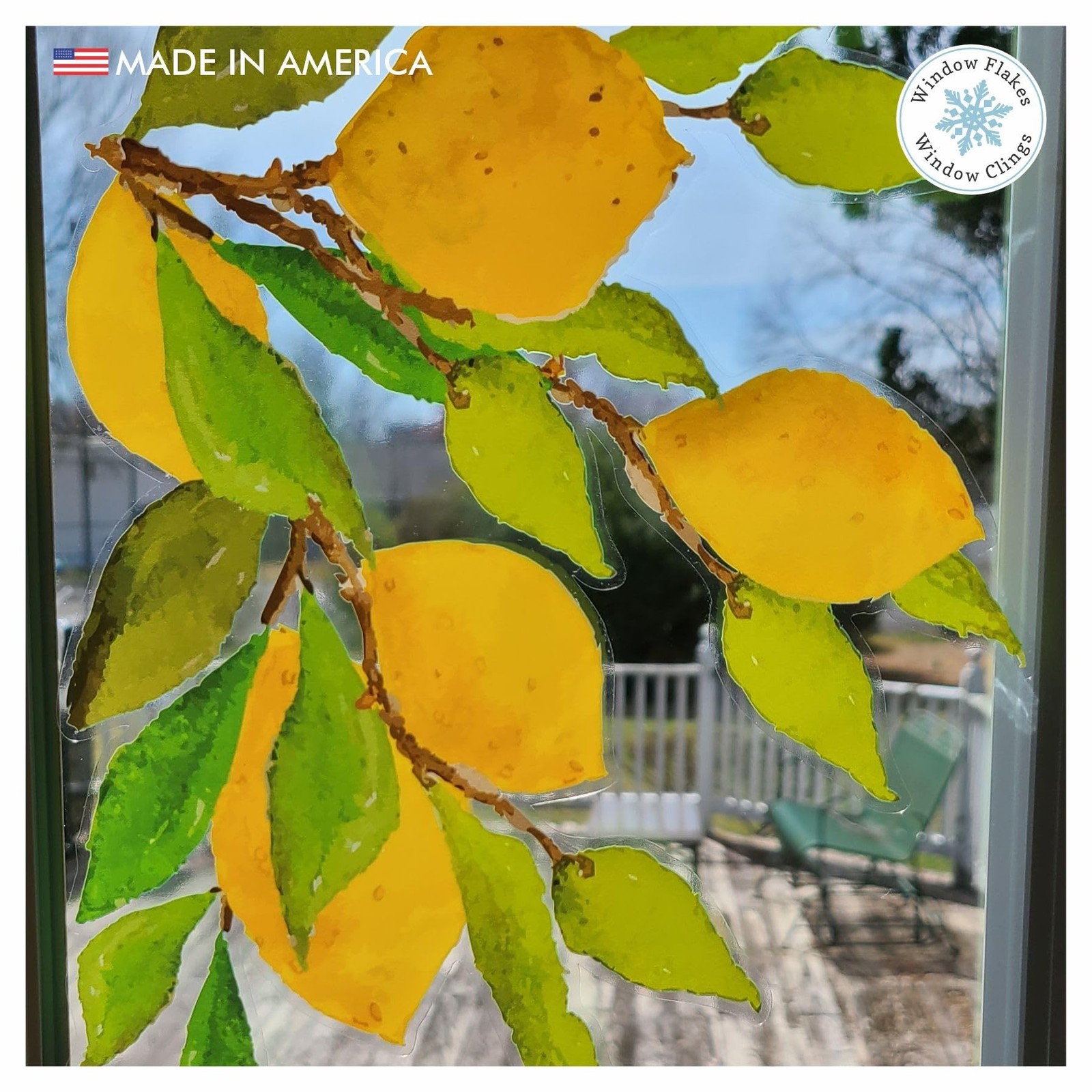 Lemon Branch Window Cling Sticker Decals for Home Décor and Kitchen Glass D