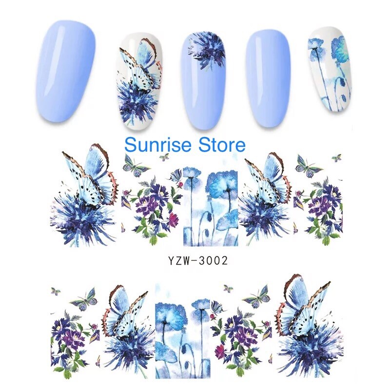 Nail Art Water Transfer Sticker Butterfly Ink Flower Floral Decals Manicure