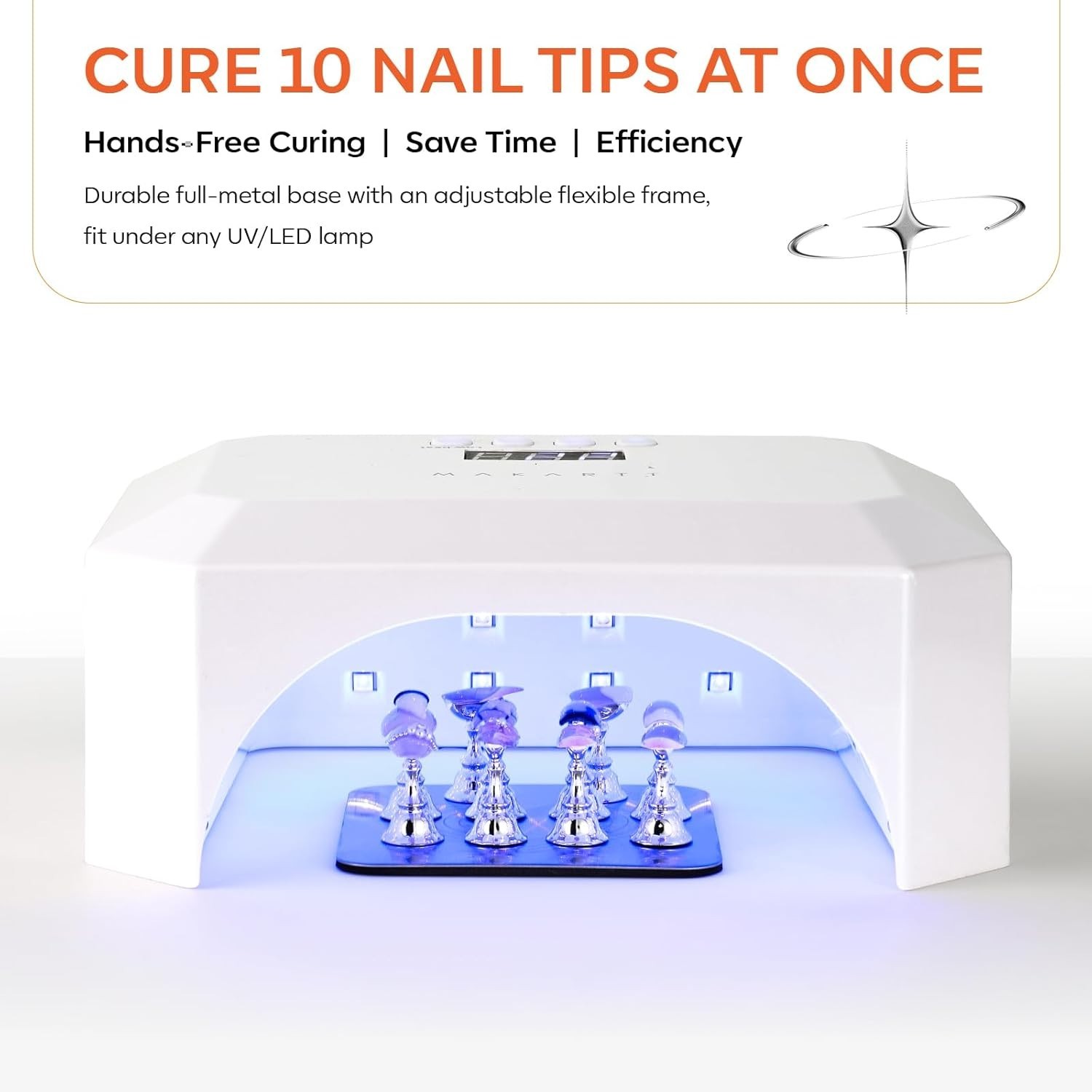 Press-On Nail Stand with 10 Holders – Magnetic Base for Stable Painting & Curing