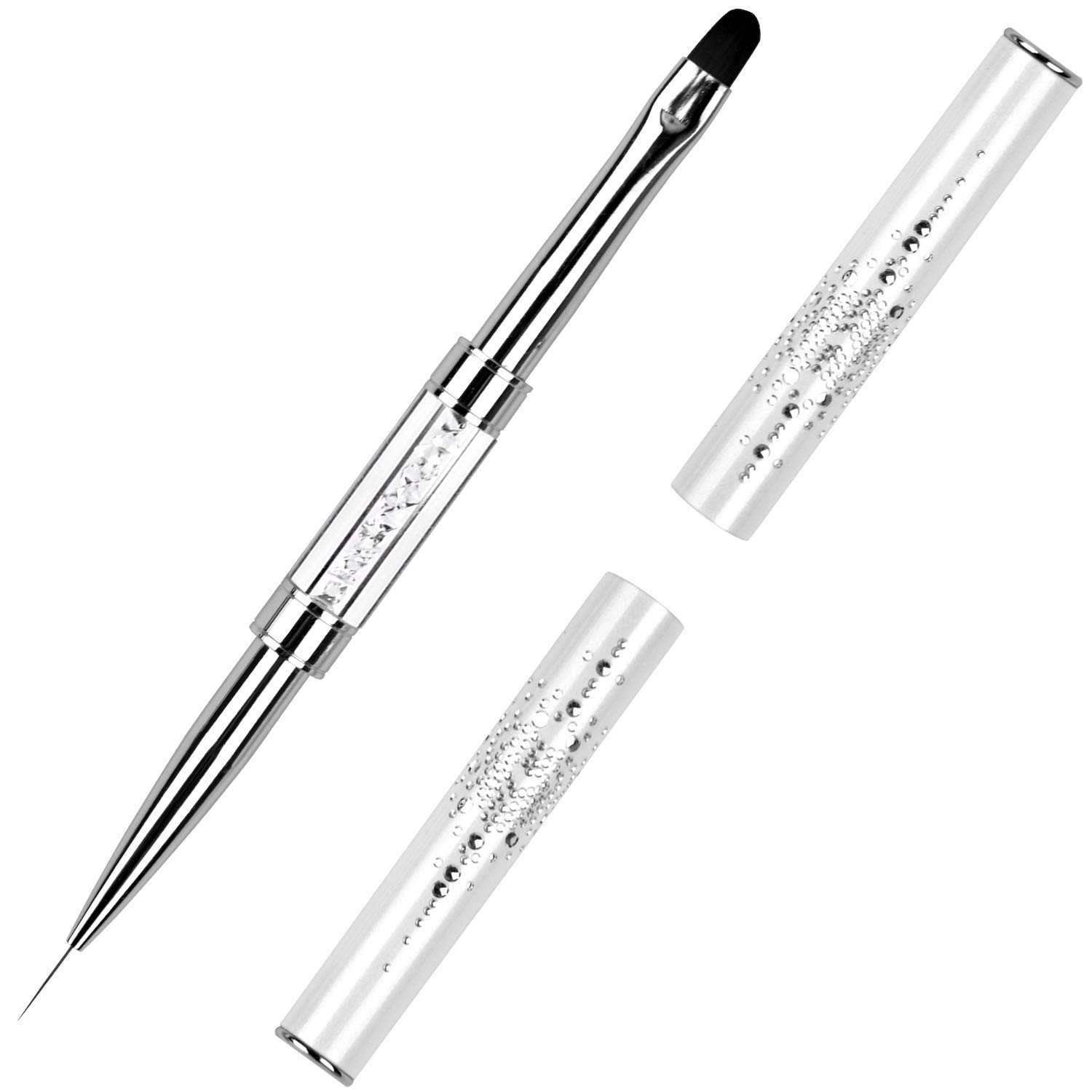 1Pcs Dual-ended UV Builder Gel Nail Brush Rhinestone Handle Nail Art Liner Br…