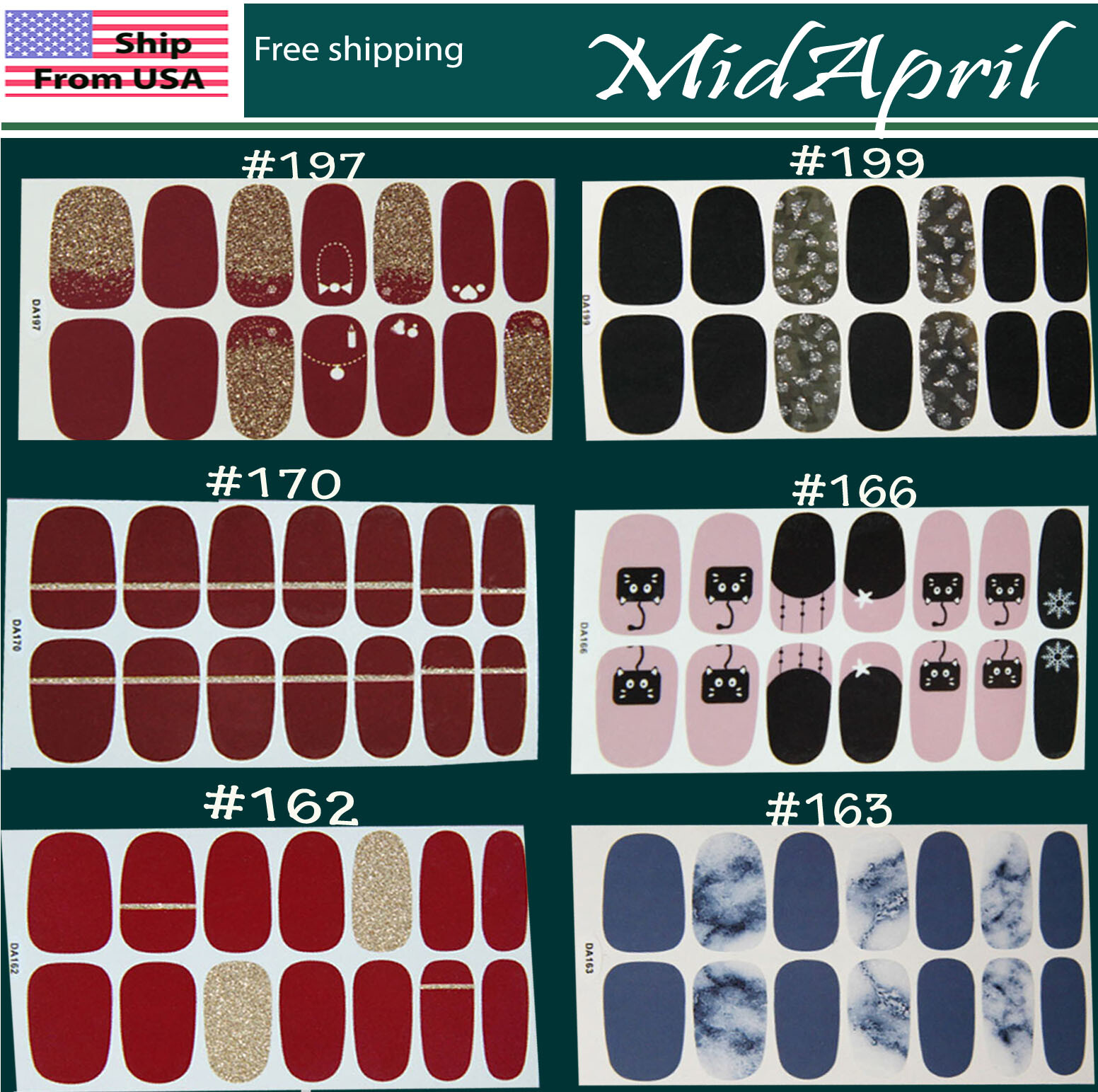 NAIL WRAPS STICKERS Self Adhesive Polish Foils Decoration Art Decals