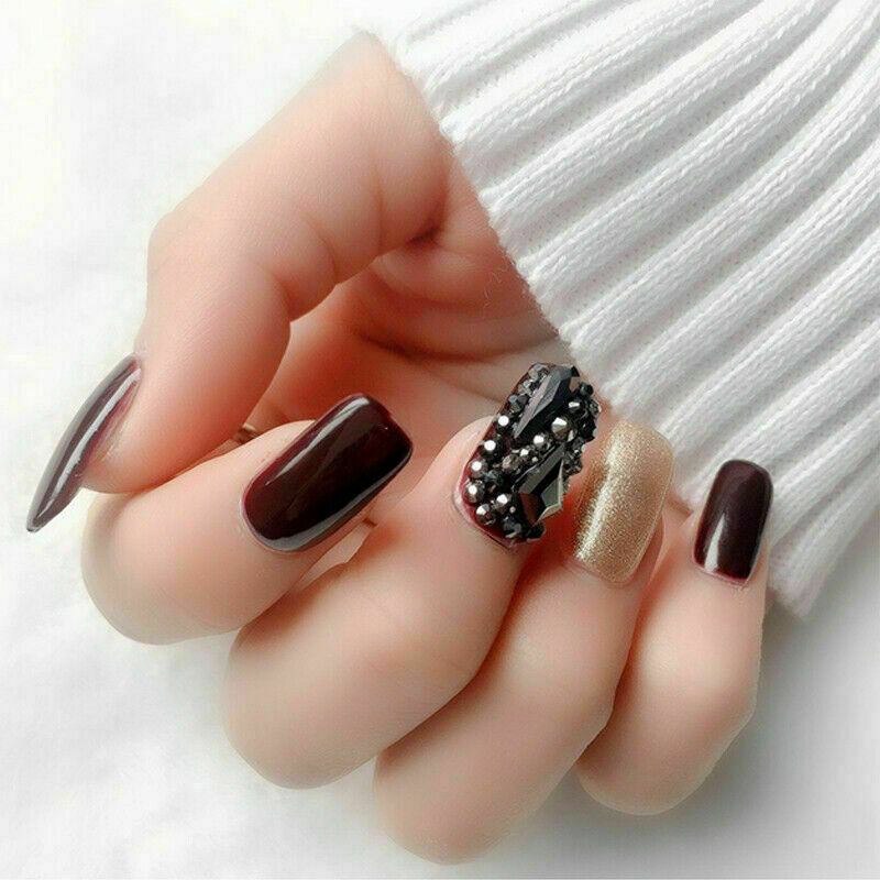 100pcs Nail Art Rhinestones Flat Back Mix Shapes 3D Decor Elongated Glass Stones