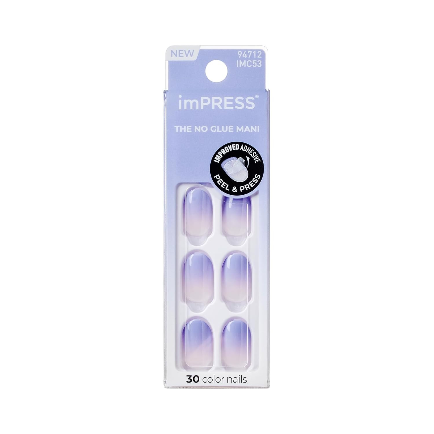 Color Ombre Press On Nails, ‘Friendzone’, Blue, Short Oval, PureFit Technolog…