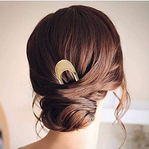 U-Shaped Hair Pins Metal Vintage 1 Count (Pack of 2), C.Gold Color