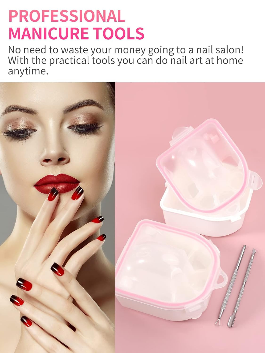 Nail Soaking Bowl, 2PCS Soak off Gel Polish Dip Powder Remover Manicure Bowl wit
