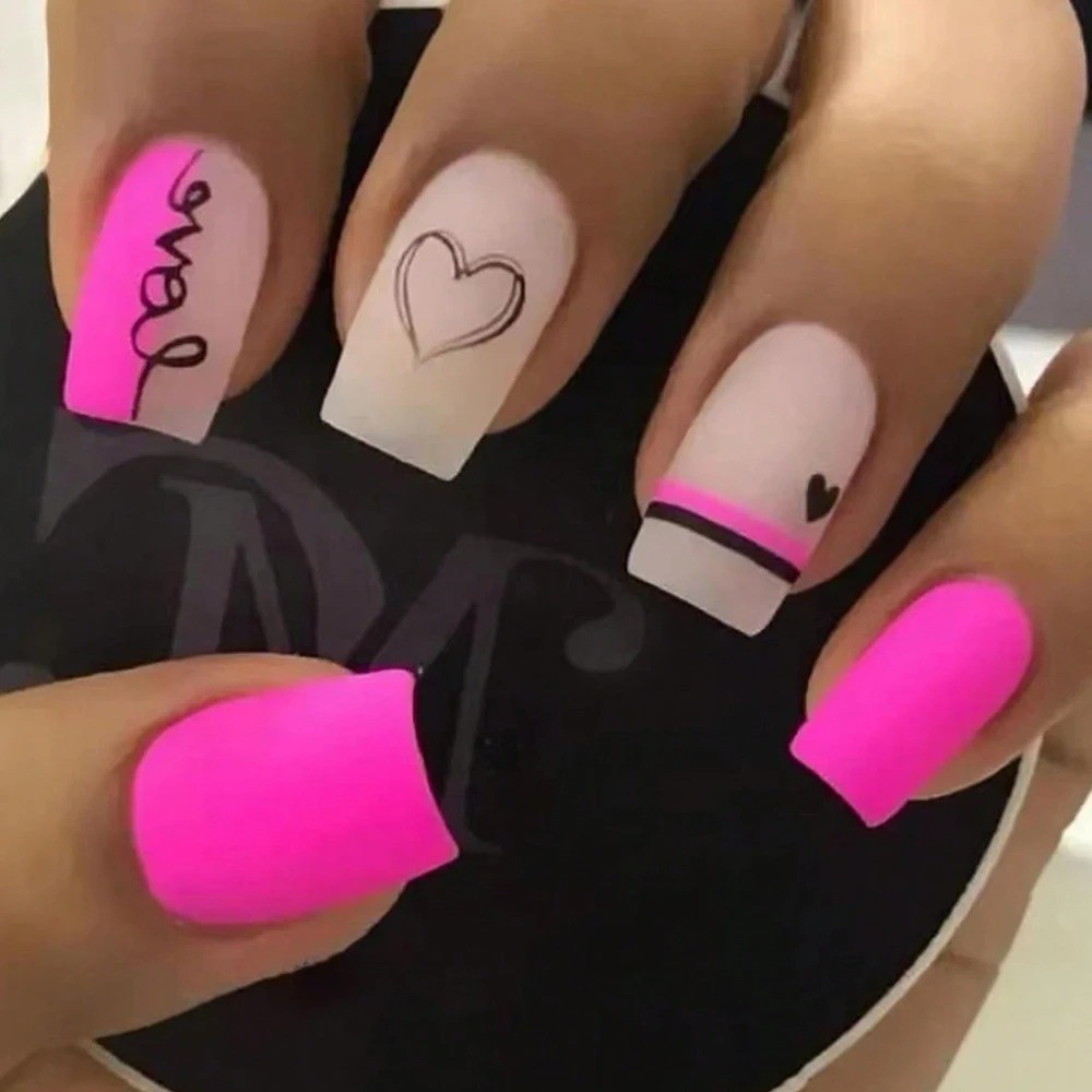 24 Pcs Oval Short Press On Nails Gradient Glossy Mixed Colors False Nail Set