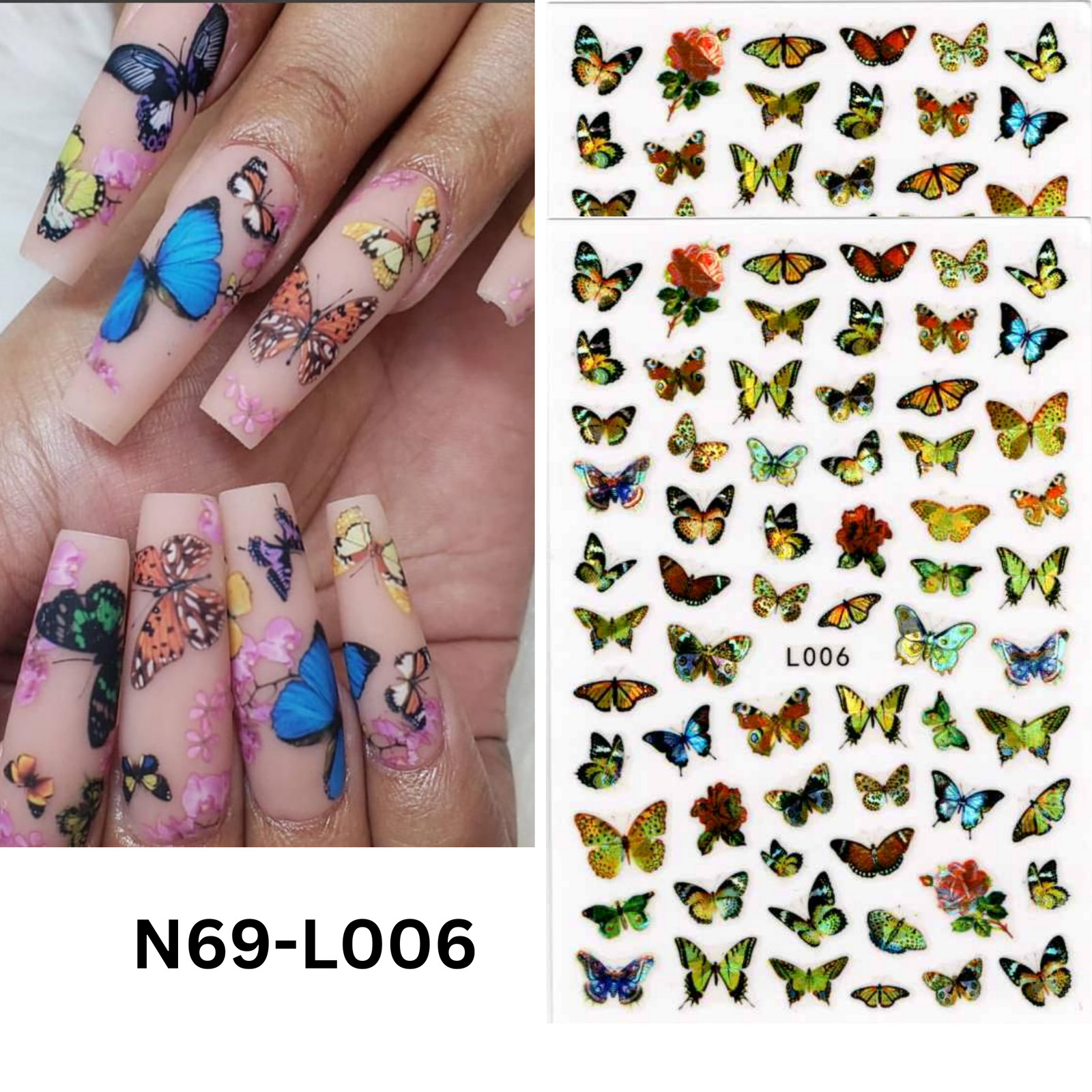 3D Nail Art Stickers – Hologram Butterfly Design for Manicure & Pedicure
