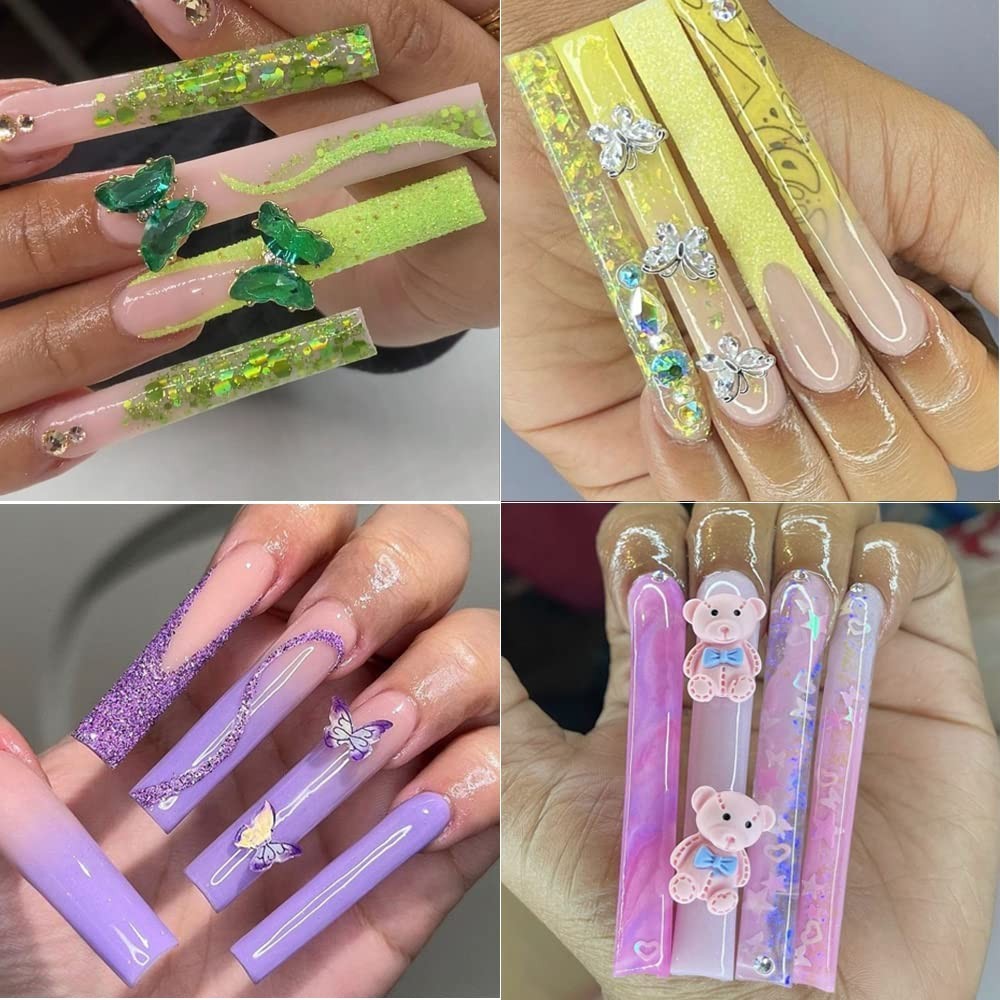 3XL Long Square Nail Tips – 360PCS Clear Acrylic Half Cover False Nails, 12 Size