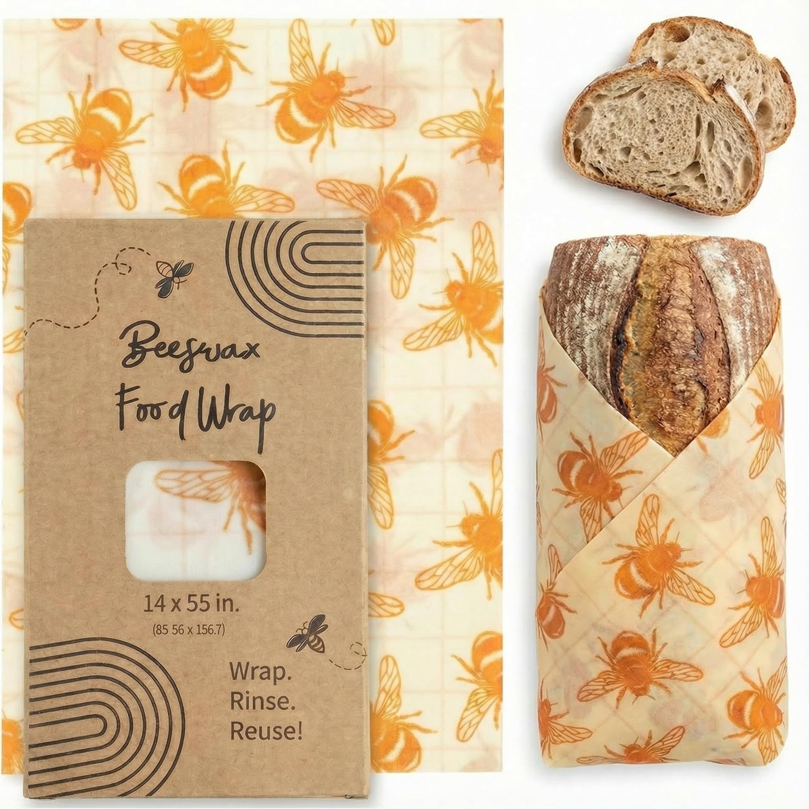 Beeswax Wrap Roll XXL 14×55 inch Reusable Food Storage Cut to Size Eco