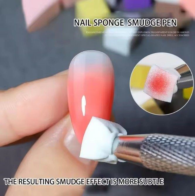 50Pcs Nail Art Soft Sponge With Versatile Portable Grabbing Pen For DIY