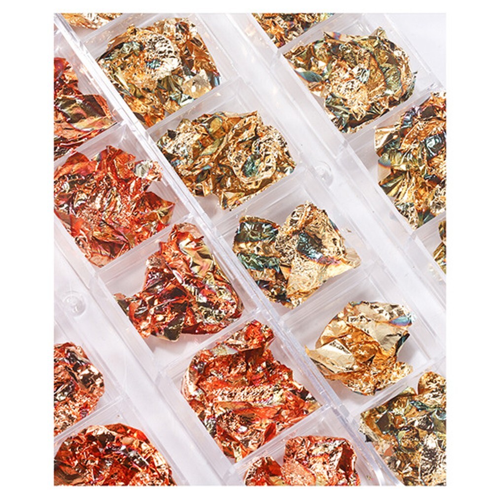 12 Grids Nail Glitter Flakes Aluminum Foil Paper Sticker For Nails Decoration