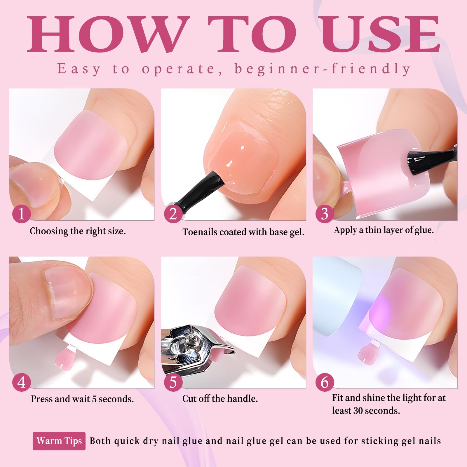 180pc Black French Tip Press on Toenails with Glue, French Tip Toe Nails Pres…