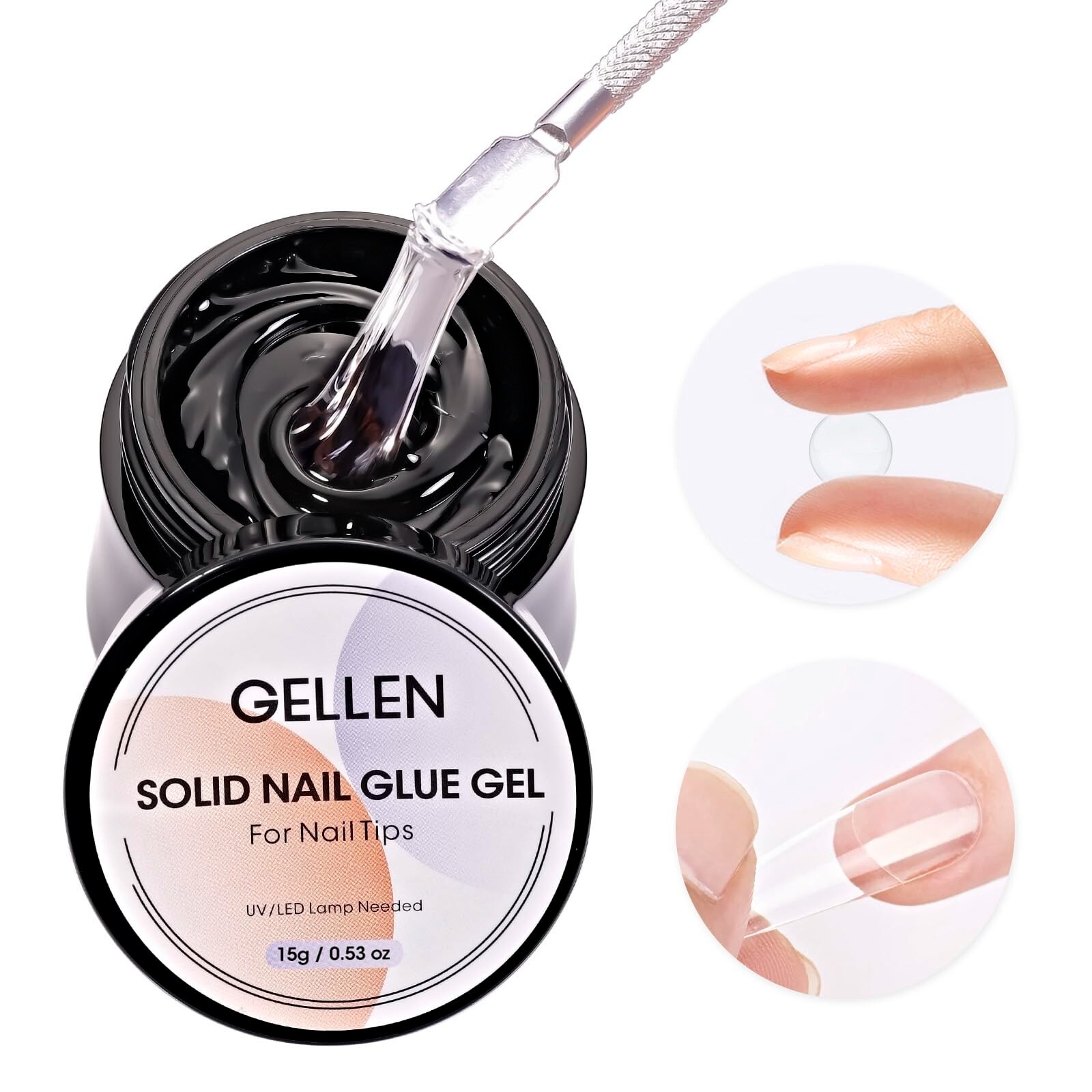 Gellen Solid Nail Glue Gel for False Nail Tips, Huge Capacity 15g Press on Nail