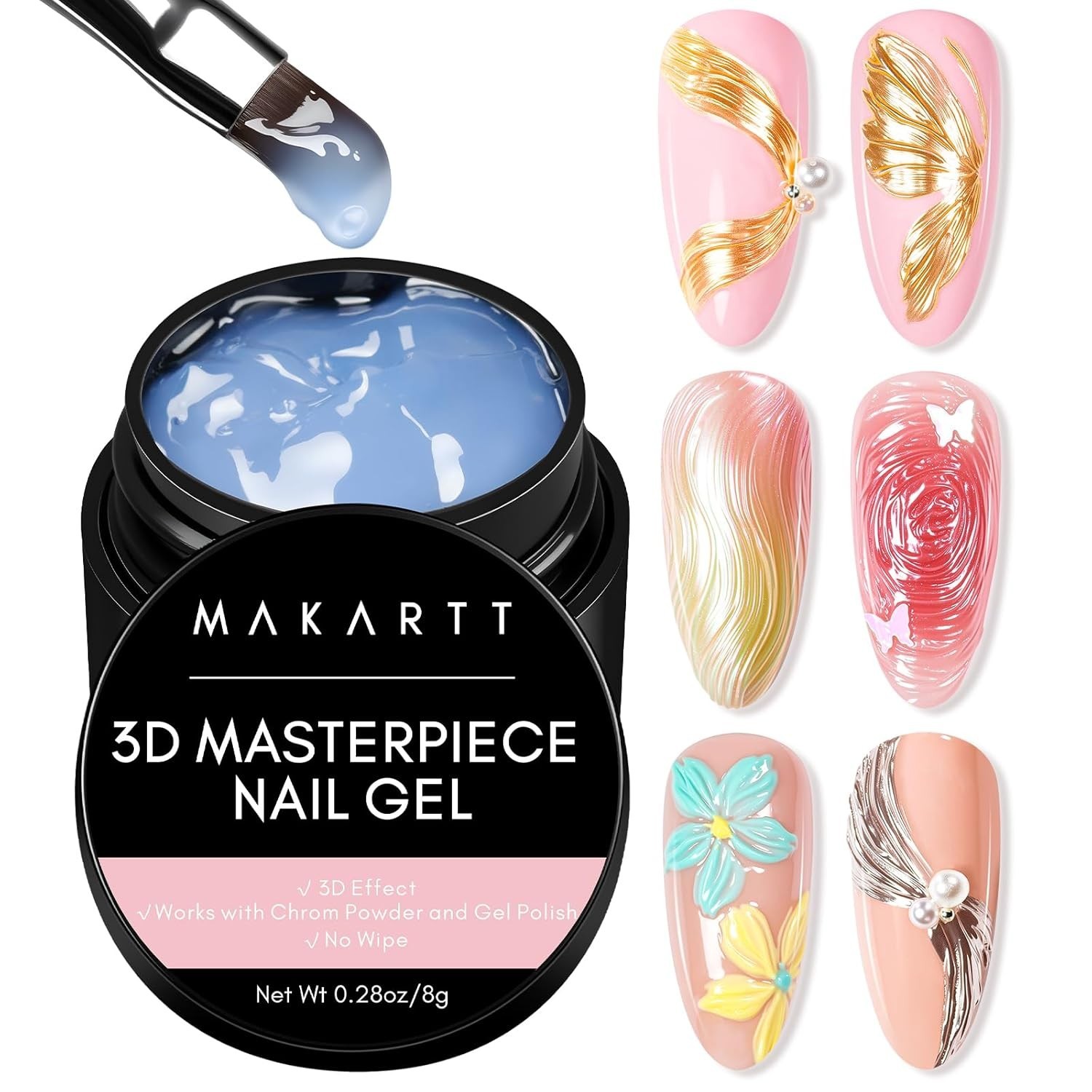 Versatile Clear 3D Nail Art Gel for All Nail Types – Easy to Apply & Mix