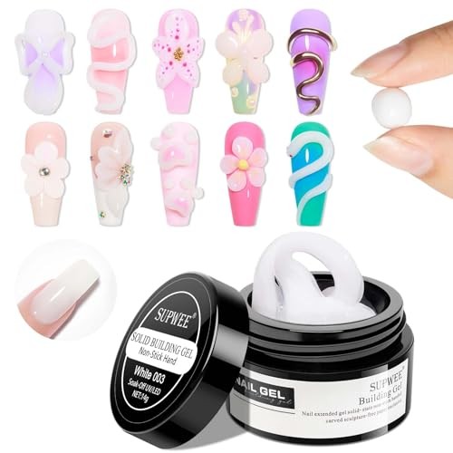 Solid Sculpture Builder Gel, 3D Nail Gel Non-Stick Hand Nail Milky White
