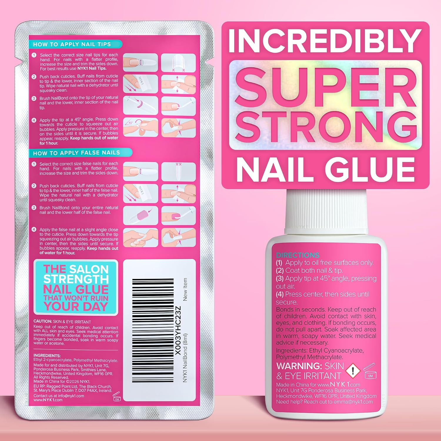 Super Strong Nail Glue for Press on Nails, Nail Tips & Acrylics | 8Ml | Nailbond