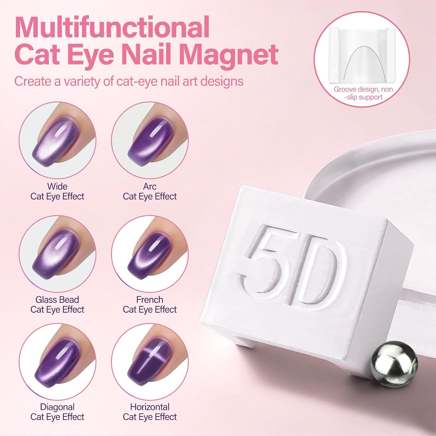 Cateye Magnet Set for Nails 5D Automatic U-Shaped Nail Magnet Tool | 3 in 1 Magn