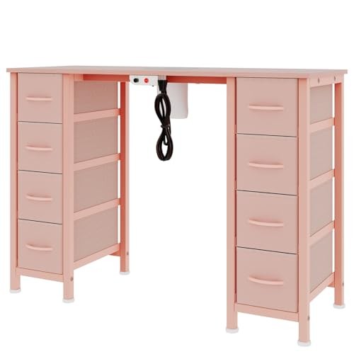 Nail Desk Manicure Workstation with Dust Collector Fabric Drawers