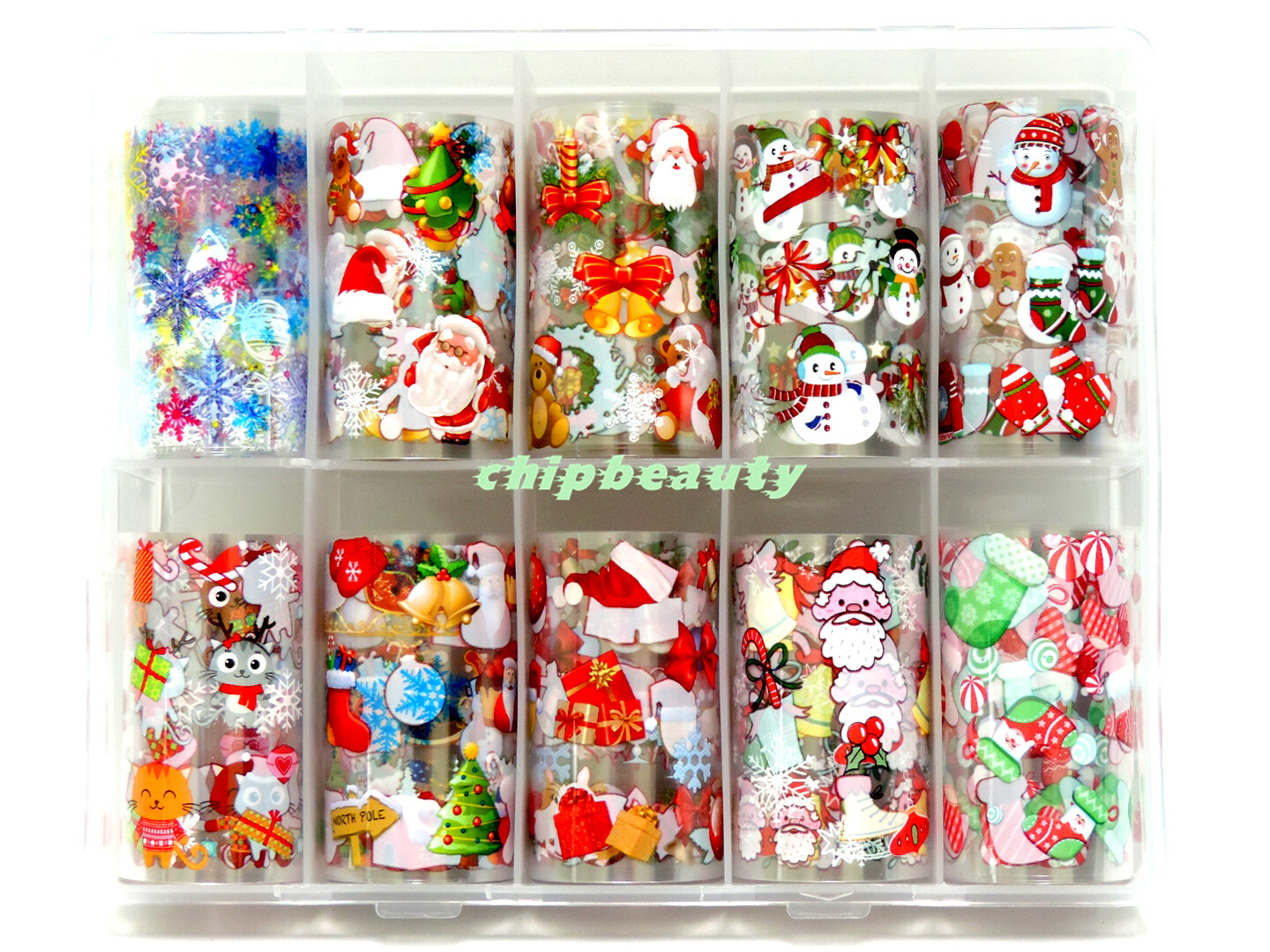 Foils Art Design Nail Tip Decoration Colorful Transfer 10Pcs/Set Christmas #2
