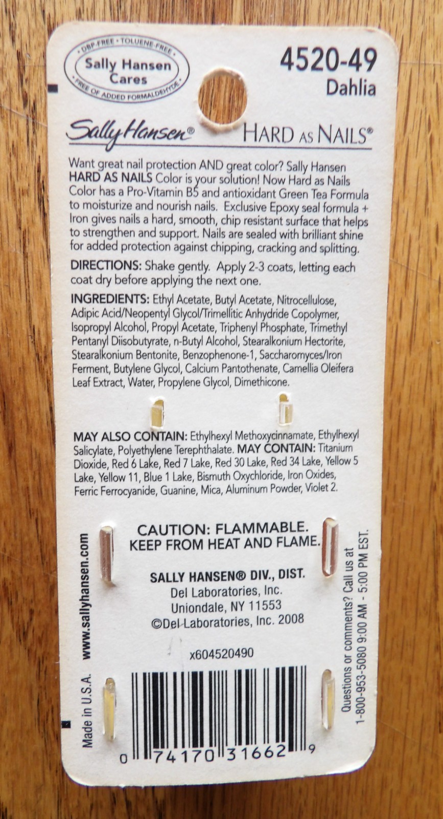 Sally Hensen Hard As Nails Nail Polish Dahlia 4520-49 Vintage