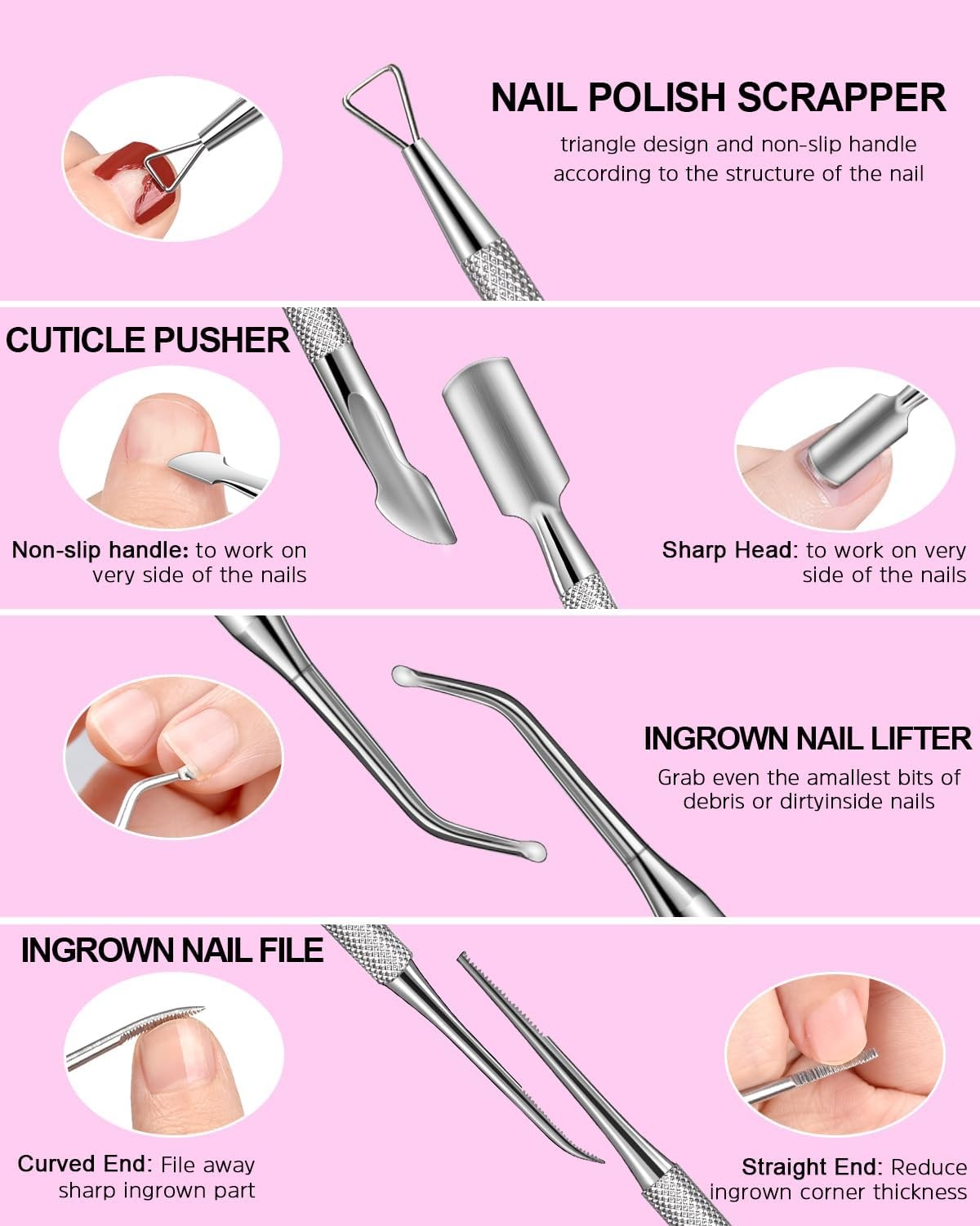 Cuticle Remover Kit, 100/180 Nail File and Nail Buffer Blos,