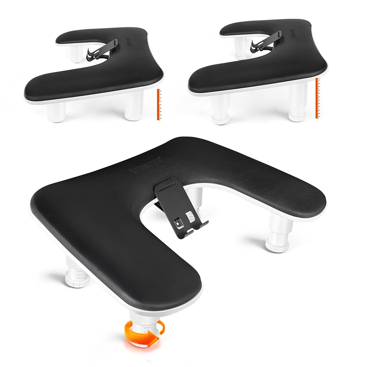 U-Shaped Black Arm Rest for Nail Techs, 360° Rotating Phone Holder, Adjustable D