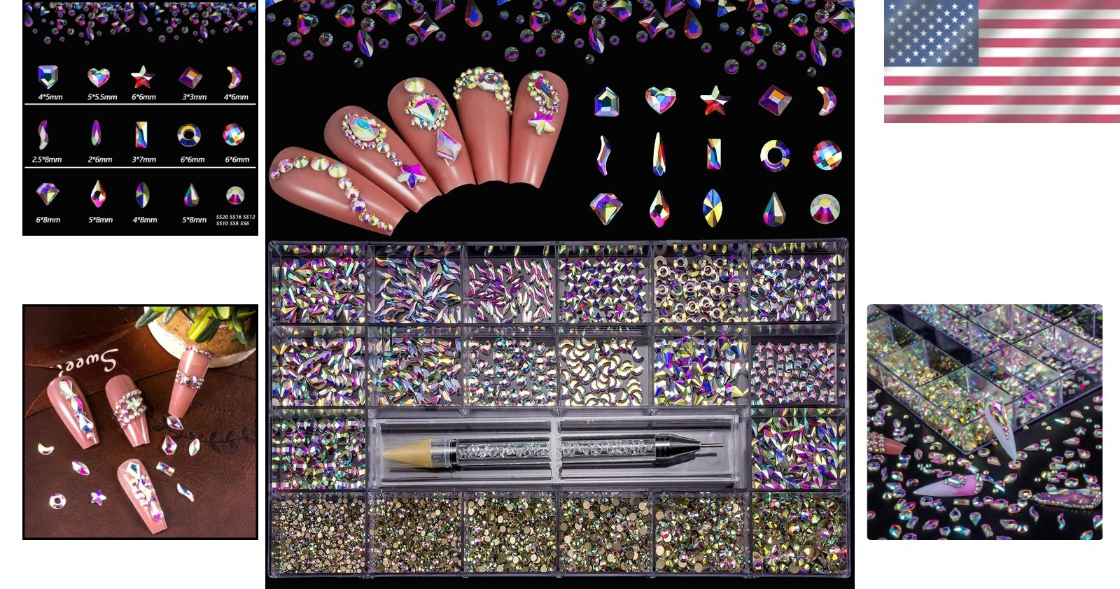 Multi Shapes Nail Art Rhinestones Set