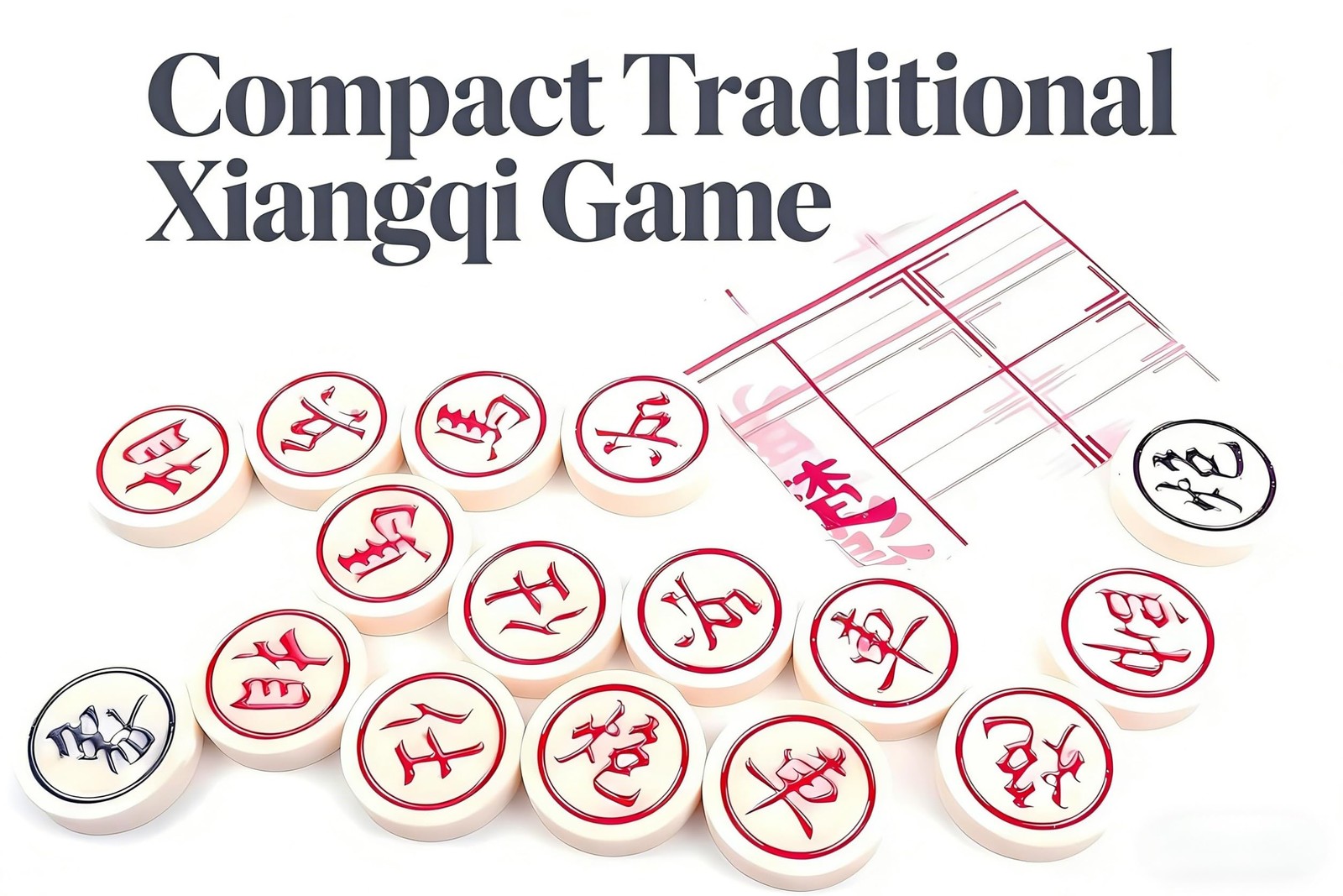 MAGIKON Chinese Chess, Hard Plastic Xiangqi with 1.2 inches, Red, Black