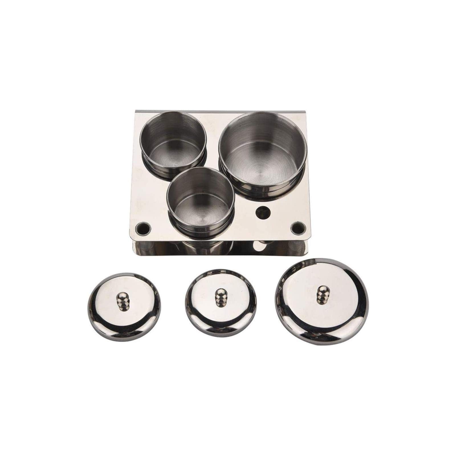 3pcs/set Nail Art Powder & Liquid Cup, Stainless Steel Acrylic as shown